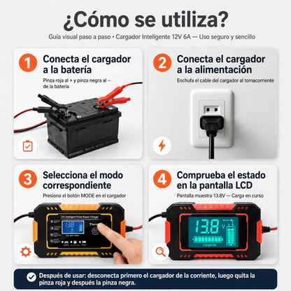 Cargador Inteligente Batería 12V Coche-Moto