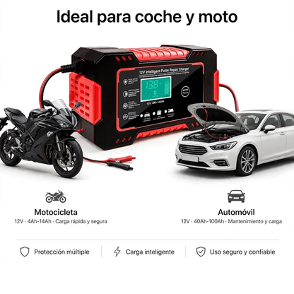 Cargador Inteligente Batería 12V Coche-Moto