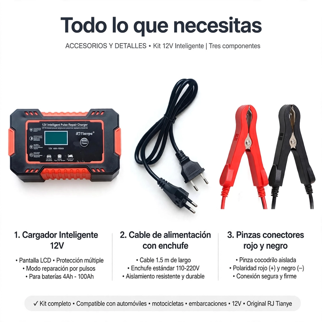 Cargador Inteligente Batería 12V Coche-Moto